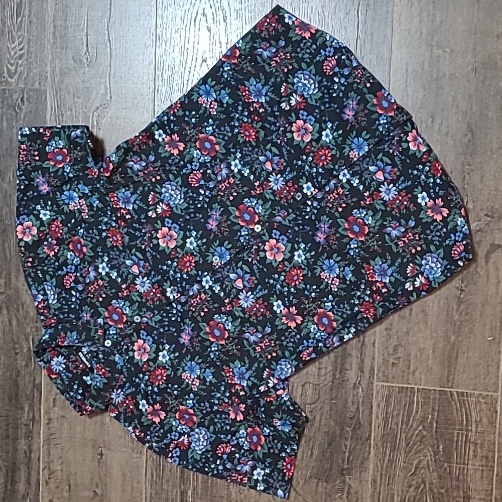 EXPRESS Mens Buttondown Floral Print Short Sleeve Size Medium